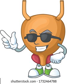 Caricatura de una vejiga super adorable con gafas negras