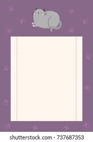 Super cute blank paper for Notes and Planners. Printable paper template with cute Cat and Paws prints. Perfect for Planners, School, To Do lists.