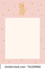 Super cute blank paper for Notes and Planners. Printable paper template with cute Dog and hearts. Perfect for Planners, School, To Do lists.