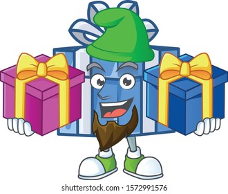 Super cute blue gift box cartoon design with Christmas gifts