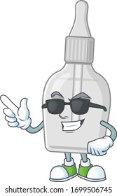 Super cute bottle with pipette cartoon character wearing black glasses
