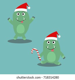 super cute Christmas monster flat design