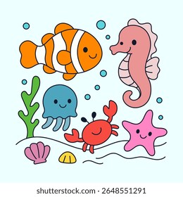 Super cute and colorful underwater sea creatures.