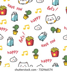 Super cute doodle seamless background