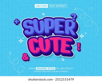 super cute editable text, font effect, 3d text for title