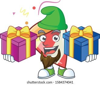 Super cute exploding confetti cartoon design with Christmas gifts