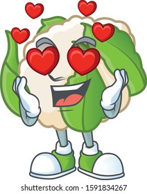 Super cute Falling in love cauliflower cartoon character