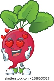 Super cute Falling in love red radish cartoon character