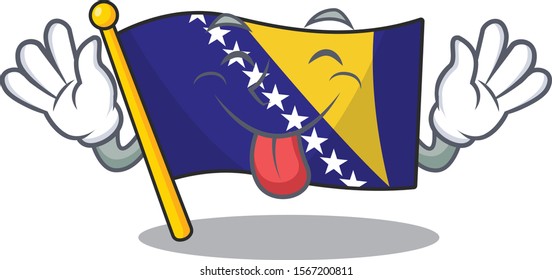 Super cute flag bosnia cartoon design with Tongue out