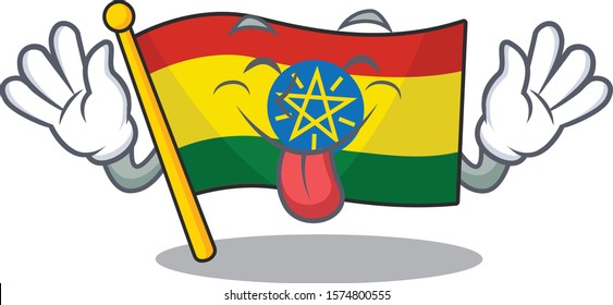 Super cute flag ethiopia cartoon design with Tongue out