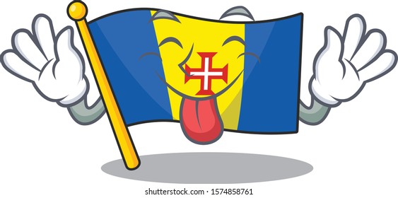 Super cute flag madeira cartoon design with Tongue out