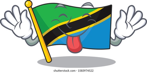 Super cute flag tanzania cartoon design with Tongue out