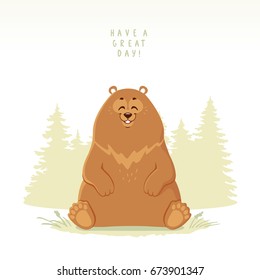 Super cute and funny cartoon bear. Character animal. Children's illustration. Stylish vector illustration