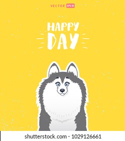 Super cute and funny cartoon malamute. Character animal. Childrens illustration. Stylish vector illustration