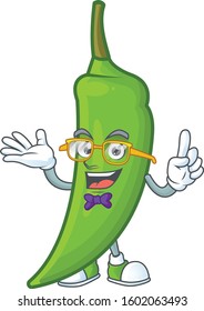 Super Cute Geek green chili cartoon character design