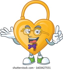 Super Cute Geek love padlock cartoon character design