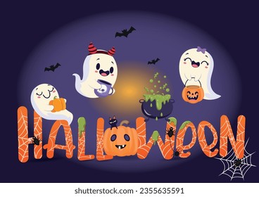super cute halloween and ghost with halloween text