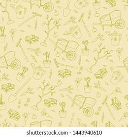 Super cute hand drawn vector farm story characters seamless pattern. Cartoon flat illustration with animals endless texture. Scarecrow wallpapaper