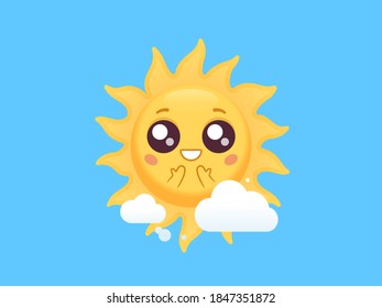 Super Cute Kawaii Sun Vector Cartoon Character Illustration