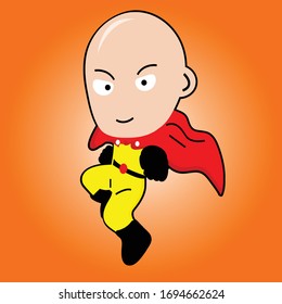 Super Cute Little Boy. Isolated cartoon vector kids in super hero costumes with billboards.