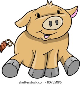 Super Cute Little Pig Vektorgrafik
