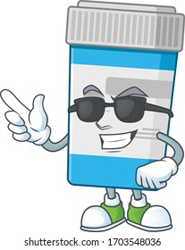 Super cute medical bottle cartoon character wearing black glasses
