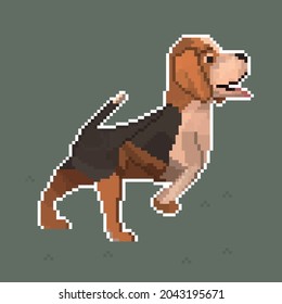 Super Cute Pixel Art Beagle, Jumping Agressive