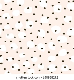 Super cute Polka dots pattern. Seamless hand drawn texture with ink dots. Abstract background.