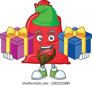 Super cute santa bag close cartoon design with Christmas gifts