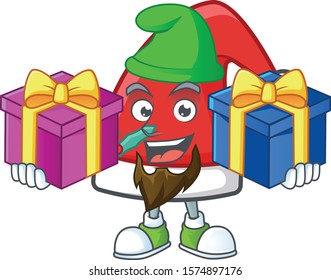 Super cute santa claus hat cartoon design with Christmas gifts