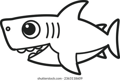 Super Cute Shark Outline vector illustration design