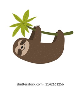 Super cute sloth. Vector print