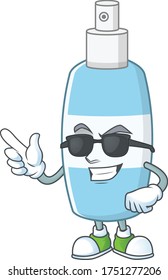 Super cute spray hand sanitizer cartoon character wearing black glasses