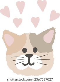 Super cute vector children's illustration. Muzzle of a beautiful cute kitten. Print for printing on children's products