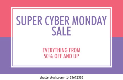 Super Cyber Monday Sale Design for Business. Discount Banner Promotion Template.