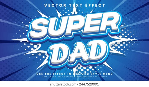 Plantilla de efecto de texto editable 3D Super Dad con estilo cómico