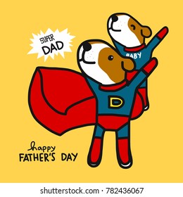 Super dad dog Happy father's day cartoon vector illustration