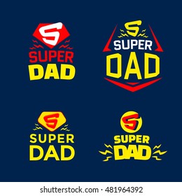 Super Dad emblem. Super hero logo set. Vector illustration