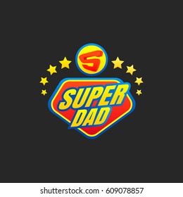 Super Dad emblem. Super hero logo. Vector illustration