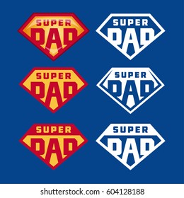 Super dad emblems labels prints set. Hand crafted typography t-shirt design. Vector vintage illustration.