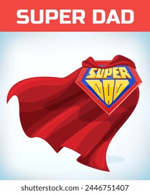 Super dad. Father day. Superdad sign. Shield isolated on blue background. vector illustration