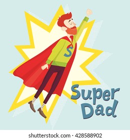 Super Dad. Father's Day Greeting Card. Vector illustration