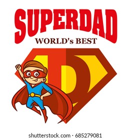 Super Dad Hero Logo Superhero Letters Father Day Vector