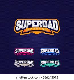 Super papá, super héroe poder tipografía completa, gráficos de camisetas, vectores. Logo de estilo deportivo.