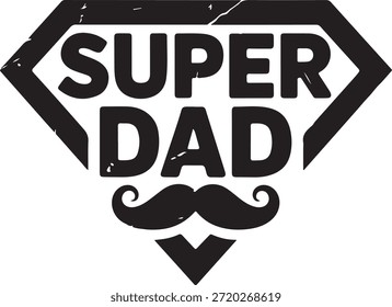 Super Dad Hero Shield Icono de Vector de bigote