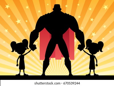 Super dad with his 2 twin daughters. 