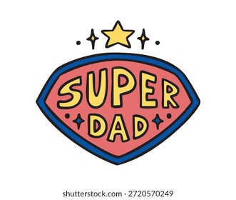 Letras de Super Dad en negrita, dibujadas a mano. Ilustración vectorial.