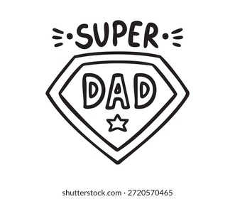 Super Dad Schriftzug, handgezeichnet, Linien Kunst, monochrom, handgezeichnet. Vektorgrafik.