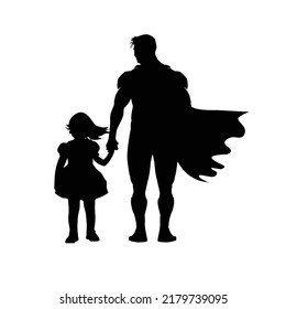 super dad silhouette vector Design