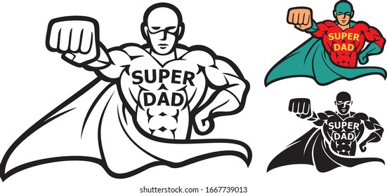 Super dad - superhero vector illustration